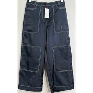 NEW Anthropologie Stella Nova Pants Navy Hasel High Rise Utility Baggy Sz 6 $239